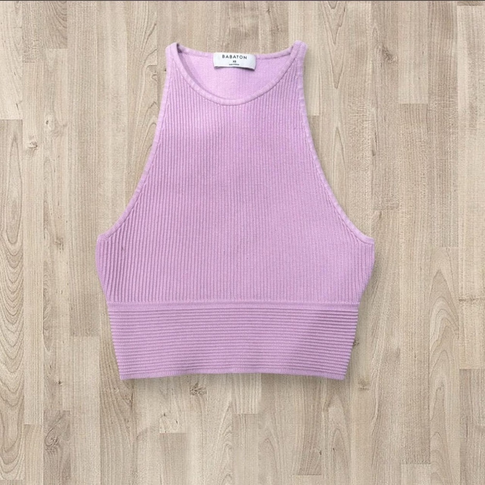 Aritzia Babaton Lilac crop top